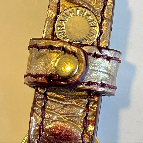 Brahmin handbag strap in croc-embossed leather Brown and Gold - Picture 7 of 14